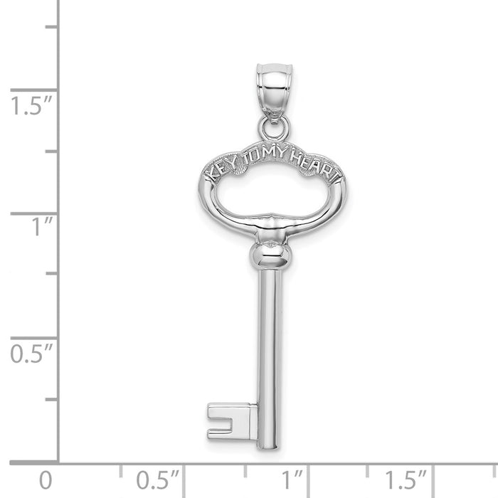 Million Charms 14K White Gold Themed Key To My Heart Key Charm