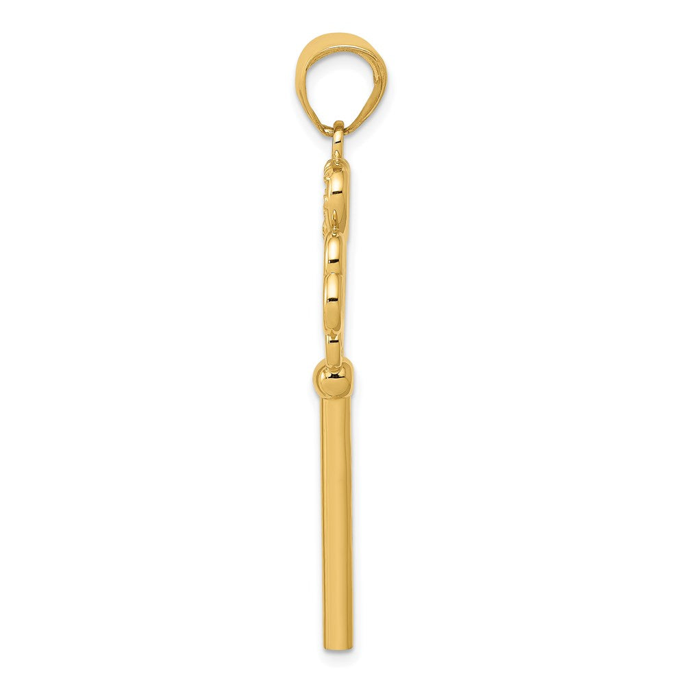 Million Charms 14K Yellow Gold Themed Polished Hearts Key To My Heart Key Charm