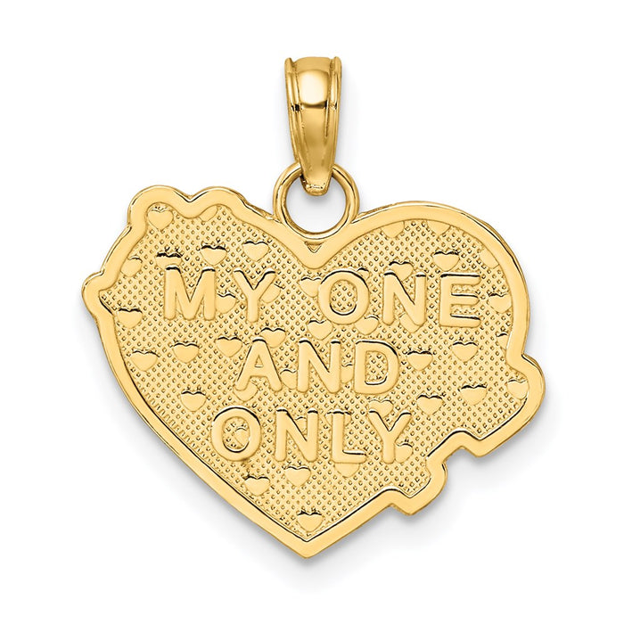 Million Charms 14K Yellow Gold Themed Reversible Heart I Love You Charm