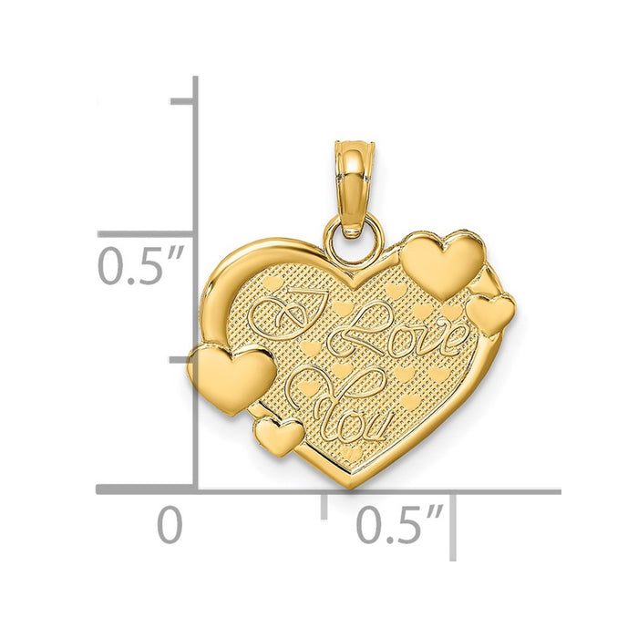 Million Charms 14K Yellow Gold Themed Reversible Heart I Love You Charm
