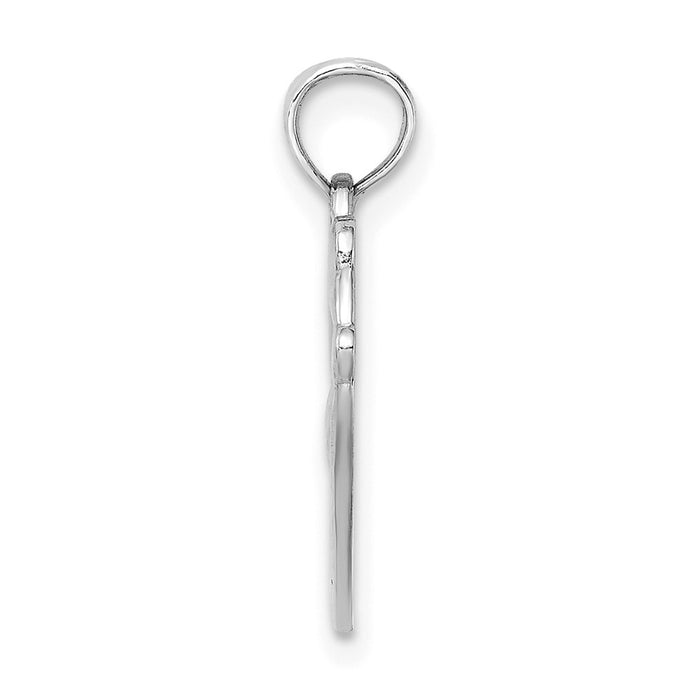 Million Charms 14K White Gold Themed Reversible Heart I Love You Charm