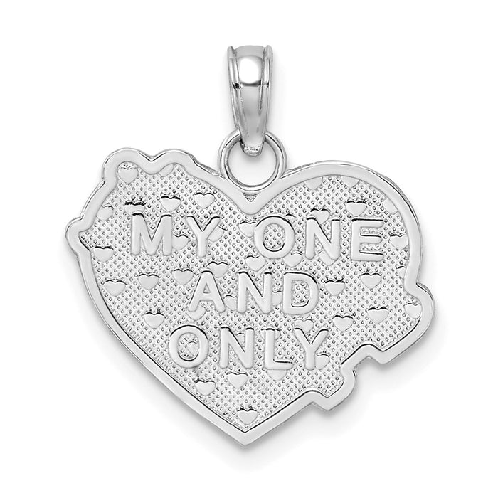 Million Charms 14K White Gold Themed Reversible Heart I Love You Charm