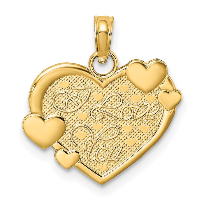 Million Charms 14K Yellow Gold Themed Reversible Heart I Love You Charm