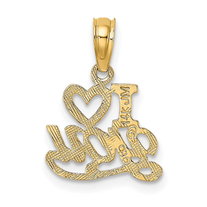 Million Charms 14K Yellow Gold Themed Polished & Textured I Heart You Charm