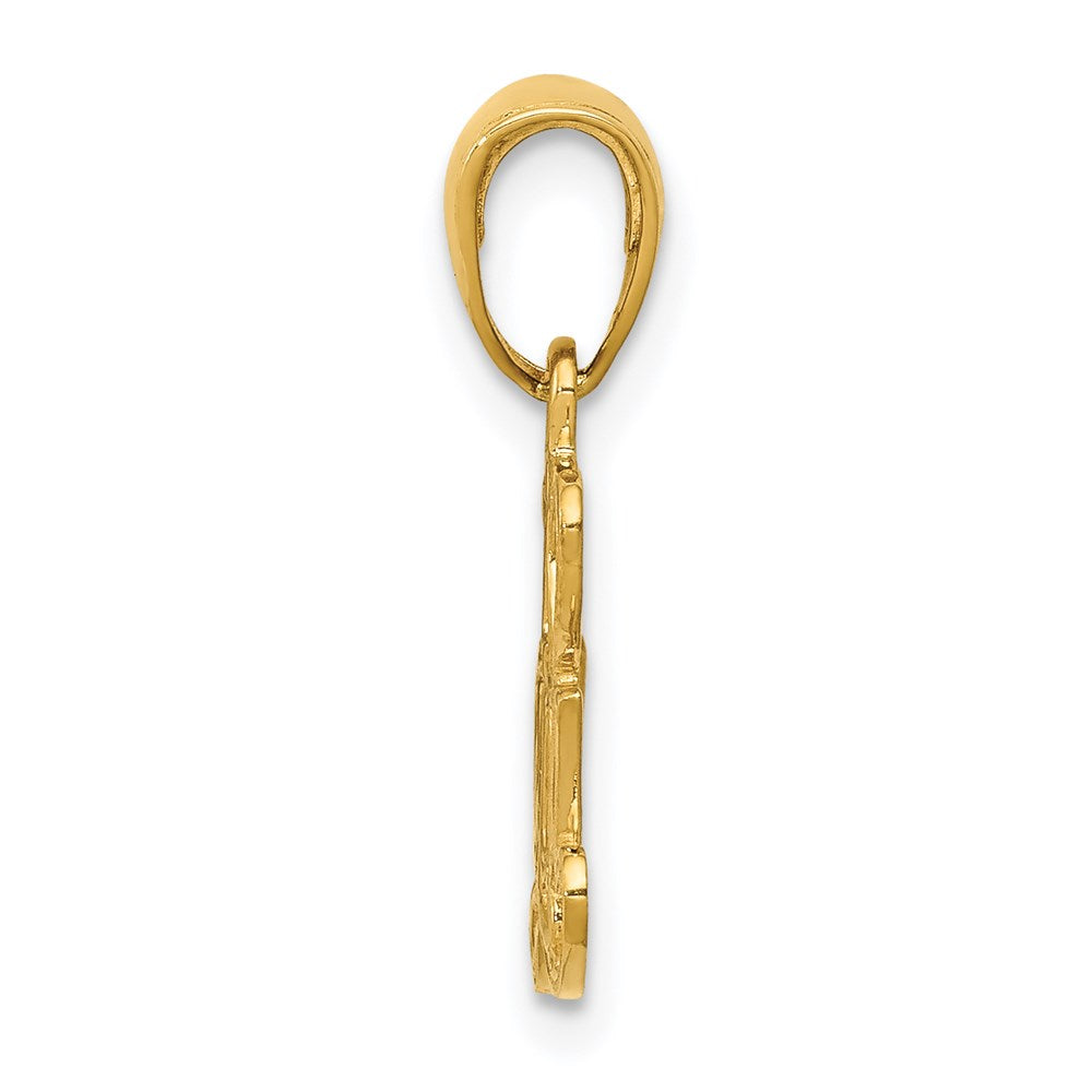 Million Charms 14K Yellow Gold Themed Polished & Textured I Heart You Pendant