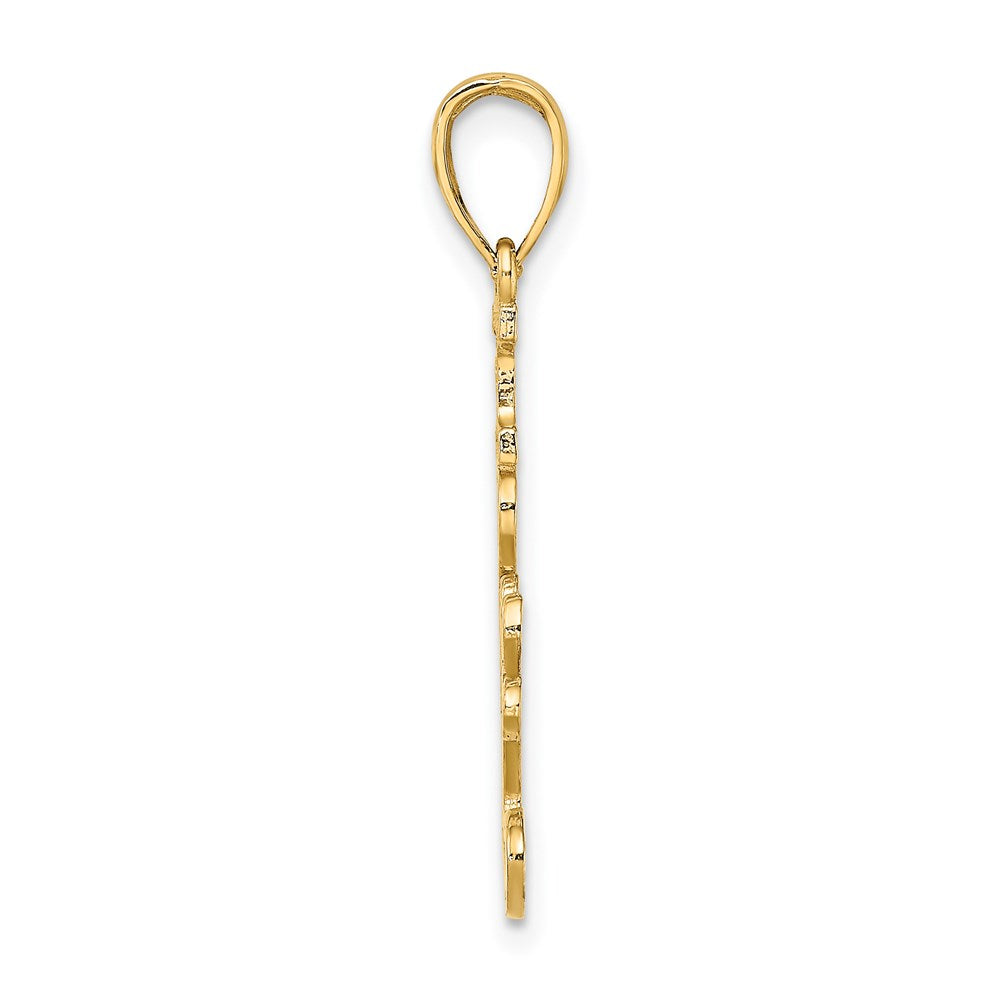 Million Charms 14K Yellow Gold Themed Textured I Love You Charm
