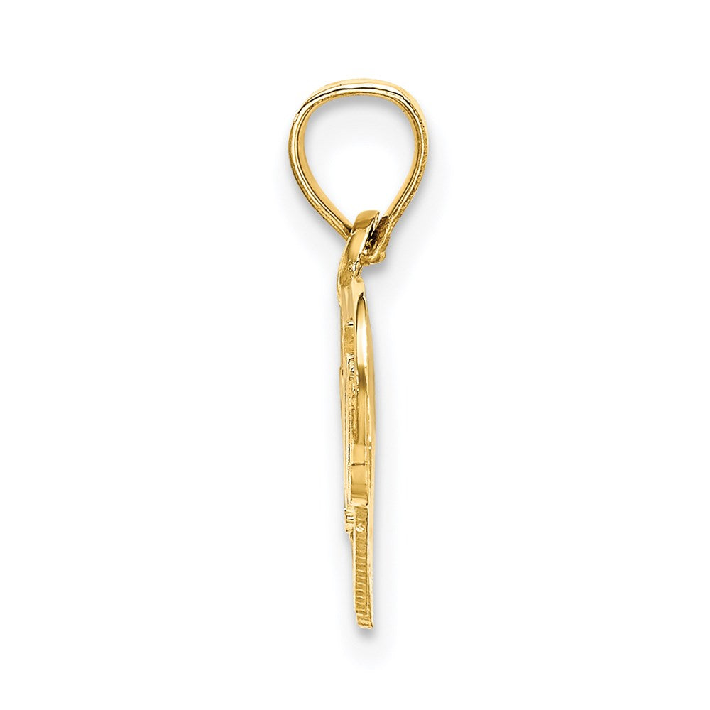 Million Charms 14K Yellow Gold Themed I Love You Double Heart Charm
