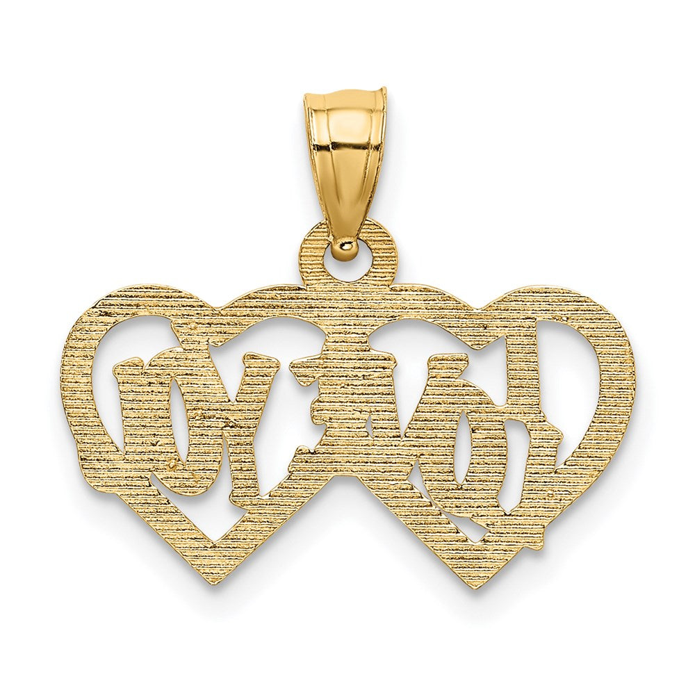 Million Charms 14K Yellow Gold Themed I Love You Double Heart Charm