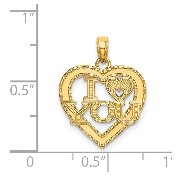 Million Charms 14K Yellow Gold Themed I Heart You Charm