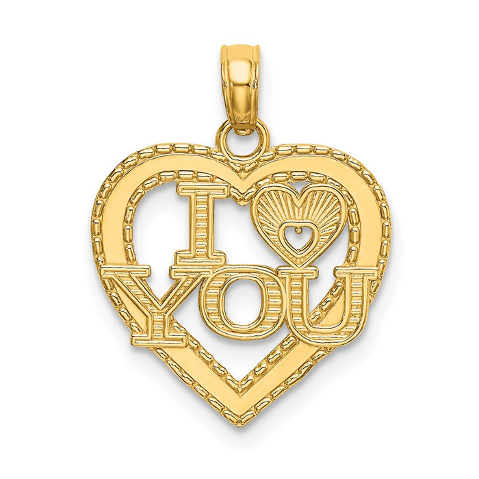 Million Charms 14K Yellow Gold Themed I Heart You Charm
