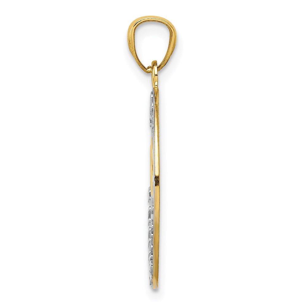 Million Charms 14K Yellow Gold Themed, Rhodium-plated Happy Anniversary Milestone Hearts Pendant