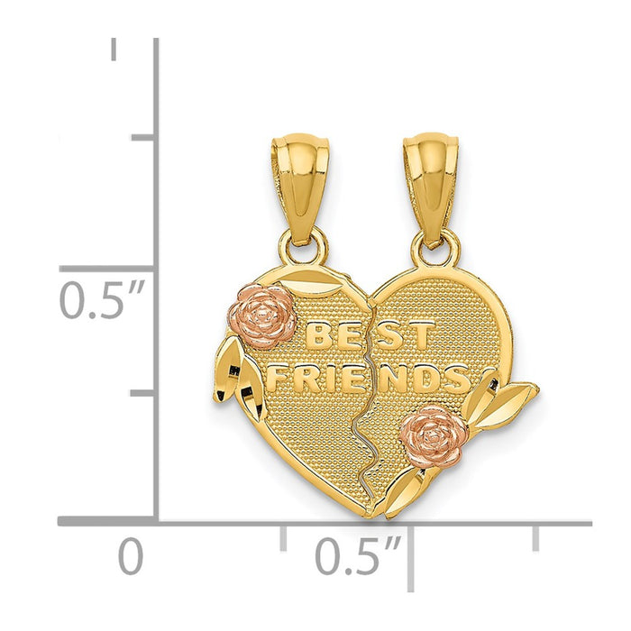 Million Charms 14K Two-Tone Best Friends Break Apart Heart Pendant