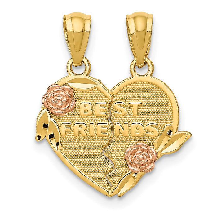 Million Charms 14K Two-Tone Best Friends Break Apart Heart Pendant