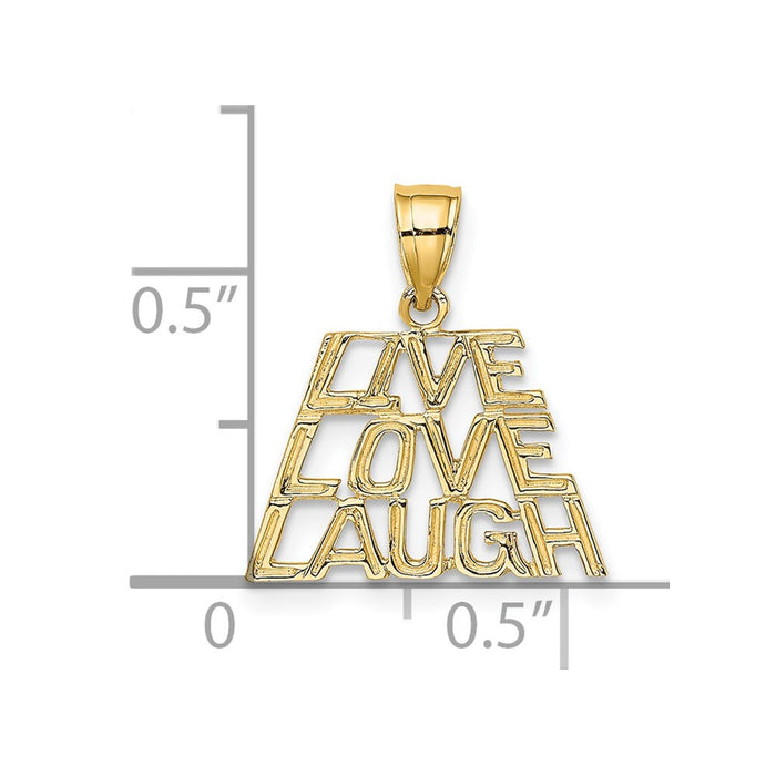 Million Charms 14K Yellow Gold Themed Live, Laugh, Love Charm