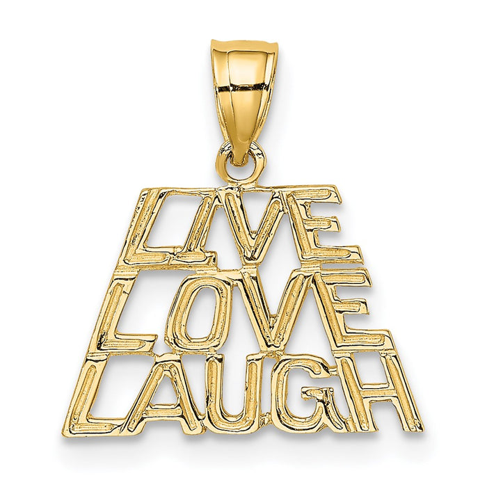 Million Charms 14K Yellow Gold Themed Live, Laugh, Love Charm