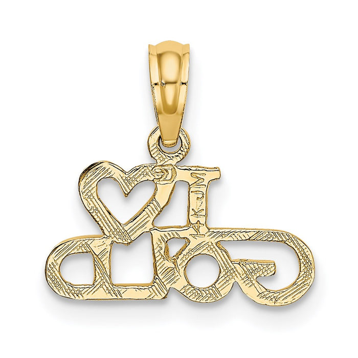 Million Charms 14K Yellow Gold Themed Polished & Textured I Love Gold Themed Charm