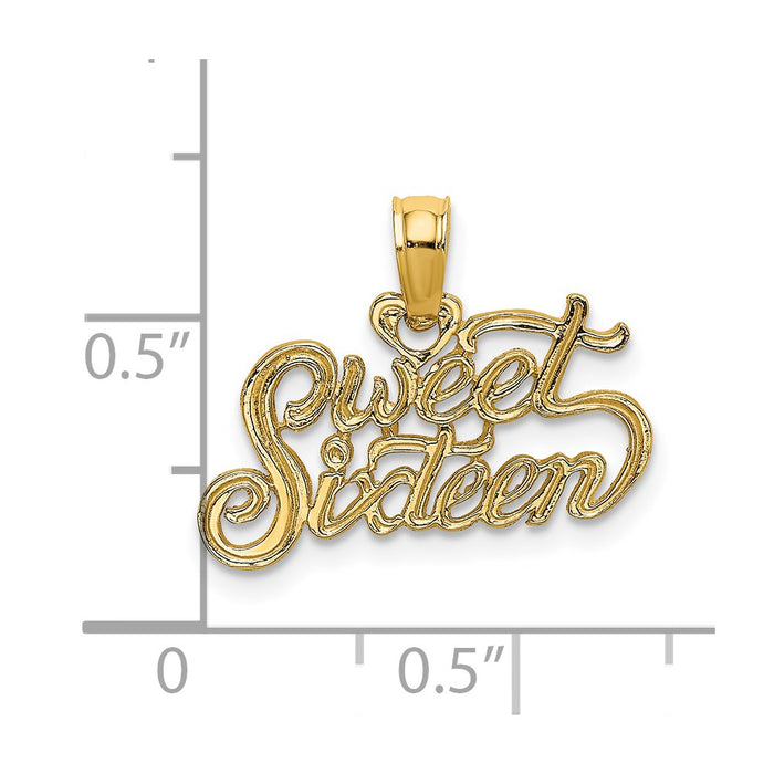 Million Charms 14K Yellow Gold Themed Sweet Sixteen Charm