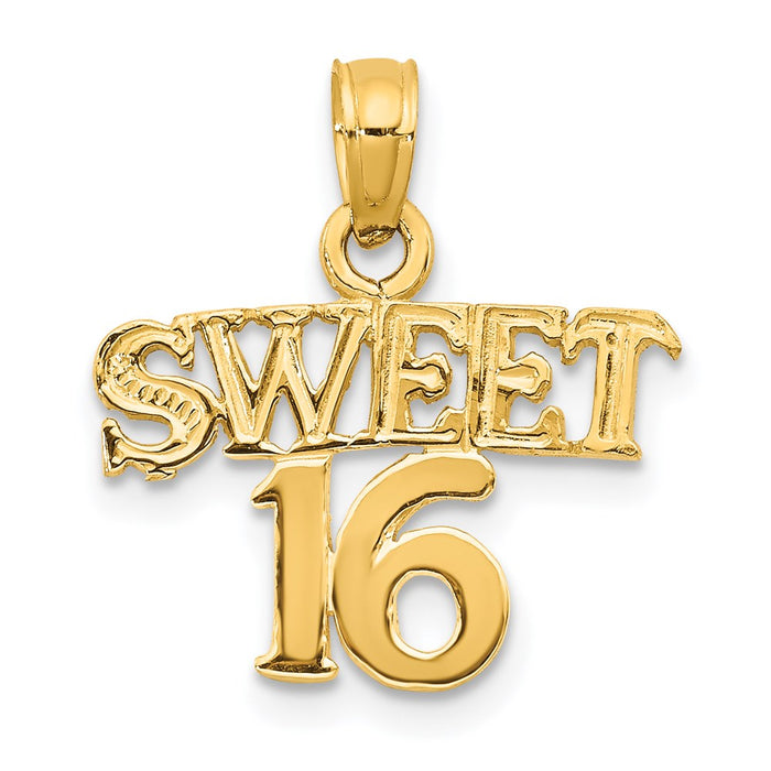 Million Charms 14K Yellow Gold Themed Sweet 16 Birthday Pendant