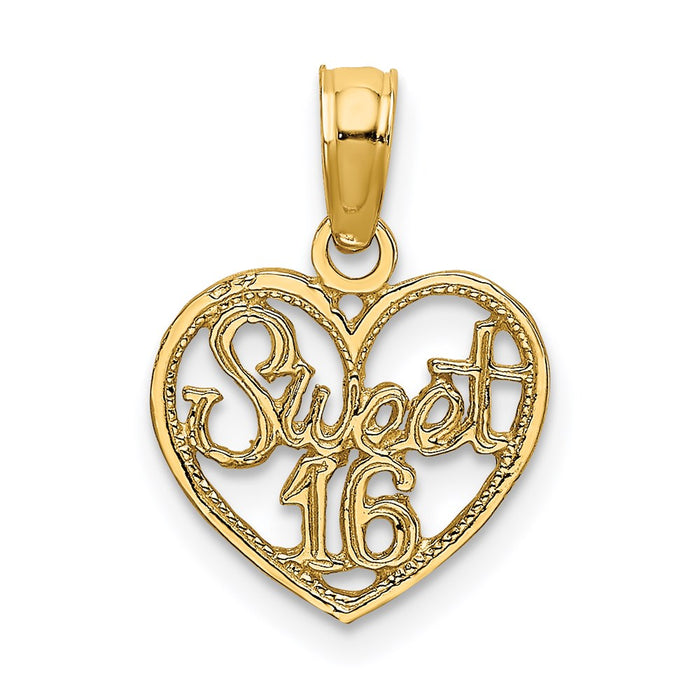 Million Charms 14K Yellow Gold Themed Sweet 16 Birthday In Heart Charm