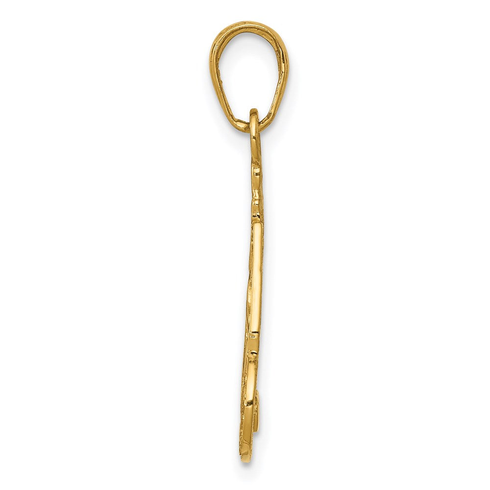 Million Charms 14K Yellow Gold Themed Slice Of Cake With Candle Happy Birthday Pendant