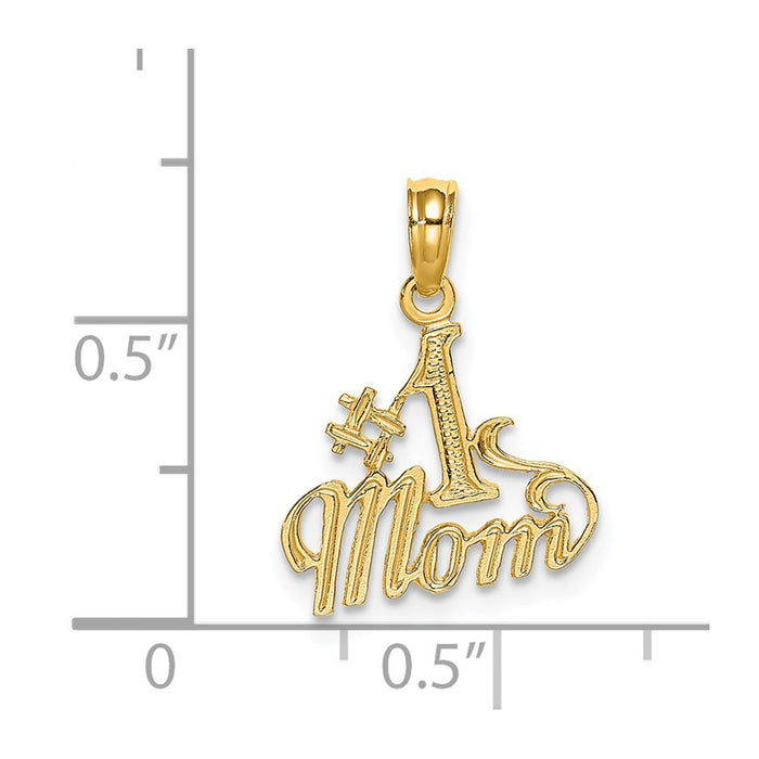 Million Charms 14K Yellow Gold Themed Polished #1 Mom Pendant