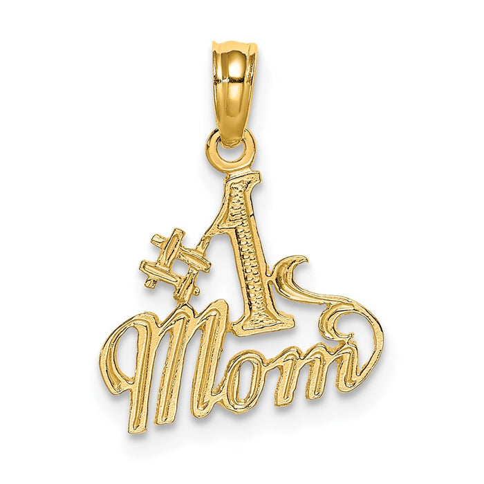 Million Charms 14K Yellow Gold Themed Polished #1 Mom Pendant