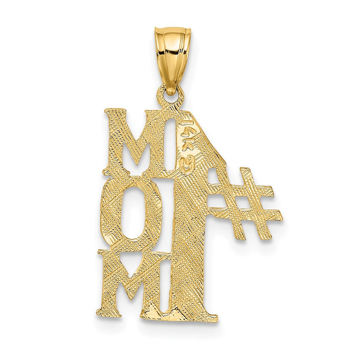 Million Charms 14K Yellow Gold Themed #1 Mom Vertical Charm