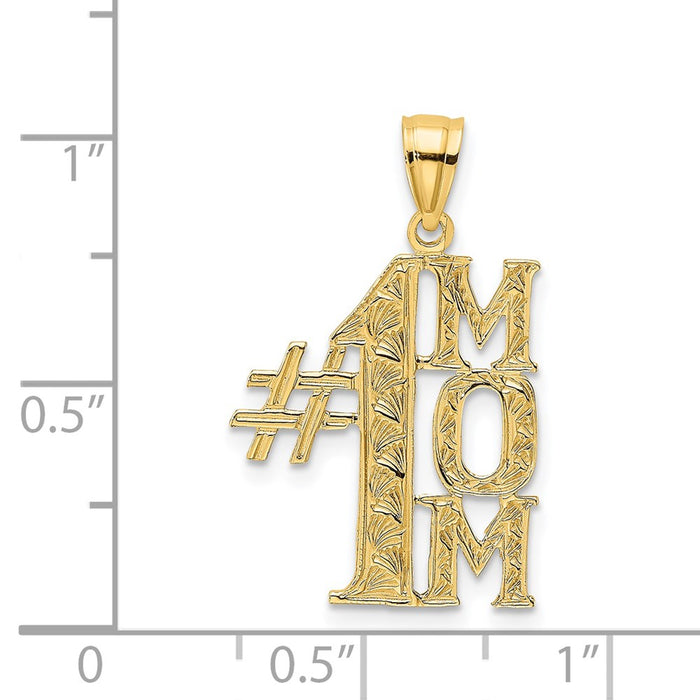 Million Charms 14K Yellow Gold Themed #1 Mom Vertical Charm