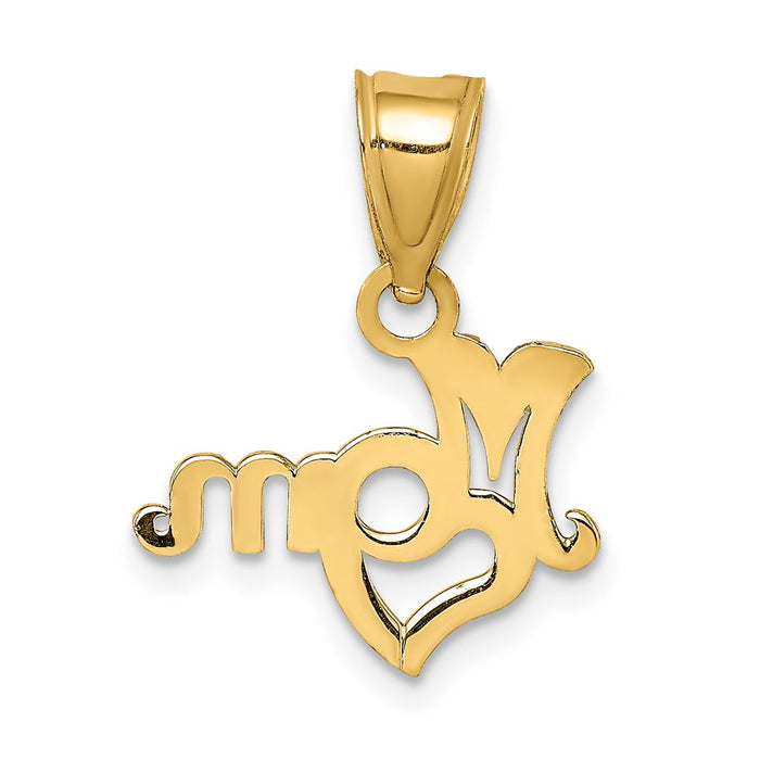 Million Charms 14K Yellow Gold Themed Mom With Heart Charm