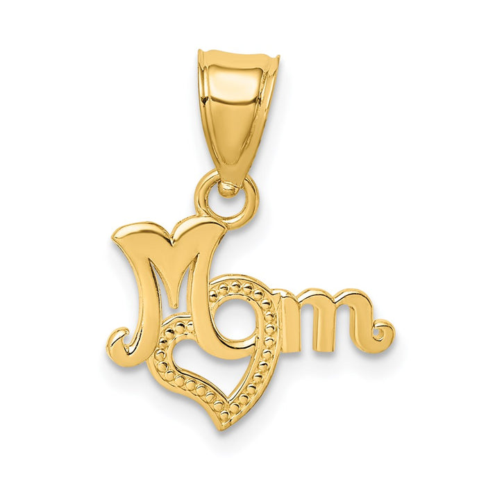 Million Charms 14K Yellow Gold Themed Mom With Heart Charm