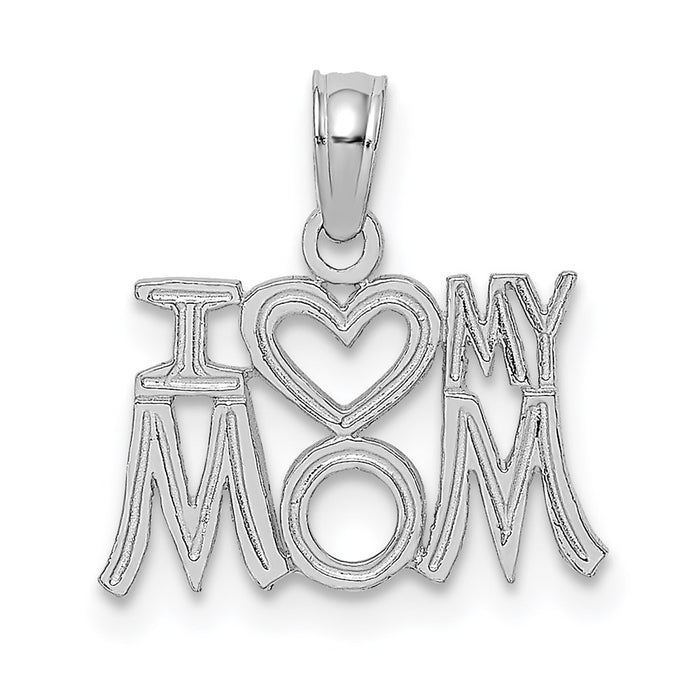 Million Charms 14K White Gold Themed I Heart My Mom Pendant