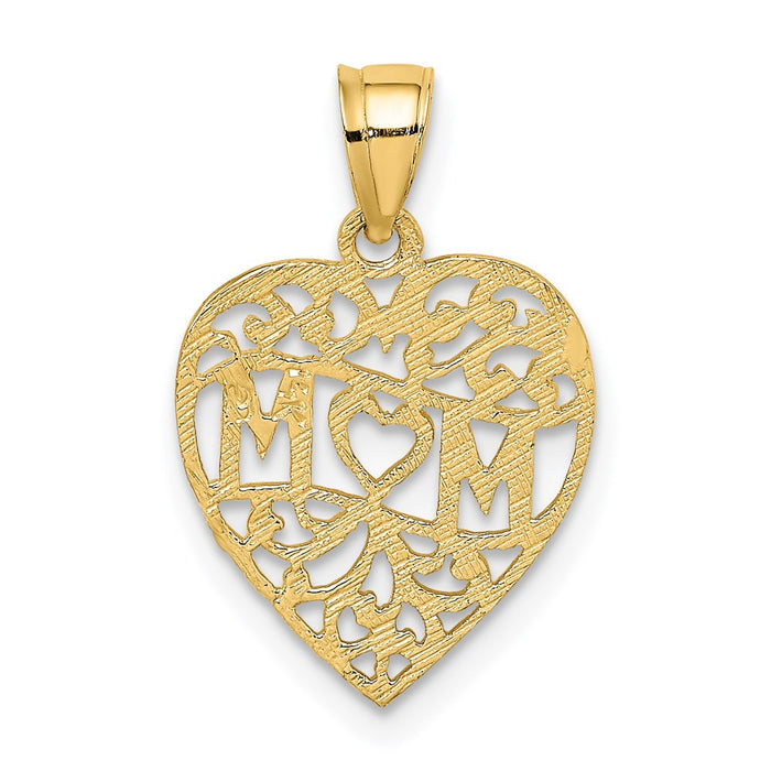 Million Charms 14K Yellow Gold Themed Mom In Heart Charm