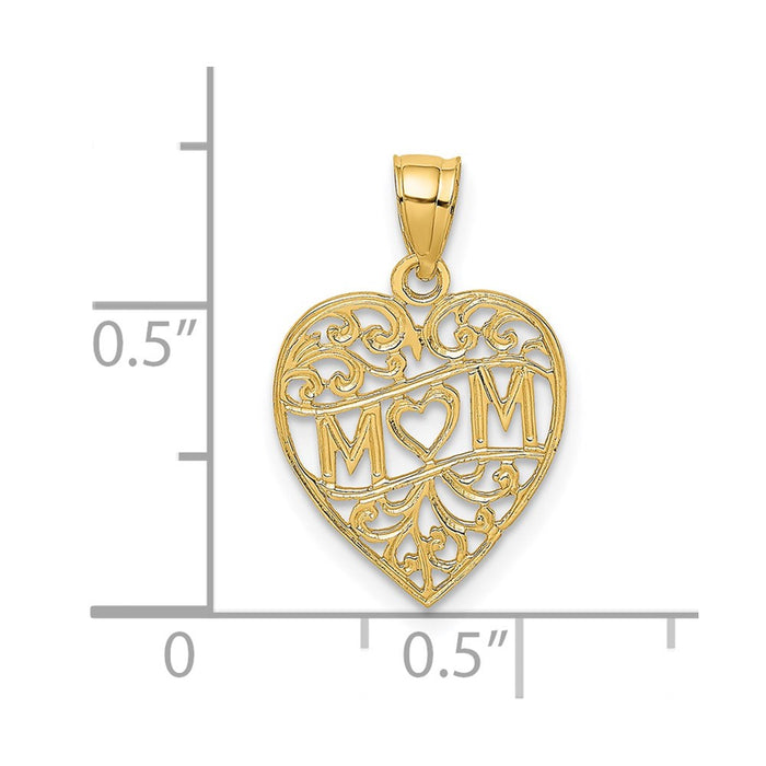 Million Charms 14K Yellow Gold Themed Mom In Heart Charm