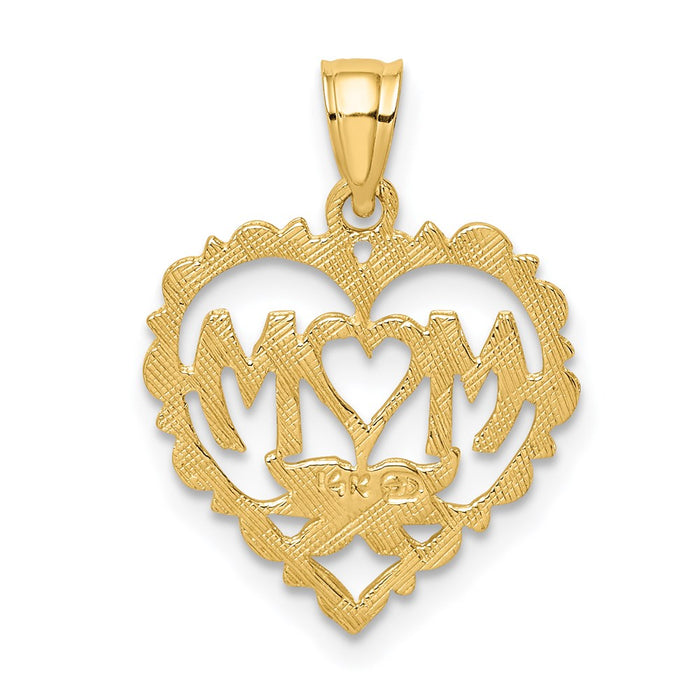 Million Charms 14K Yellow Gold Themed Mom In Heart With Heart Shaped O Charm