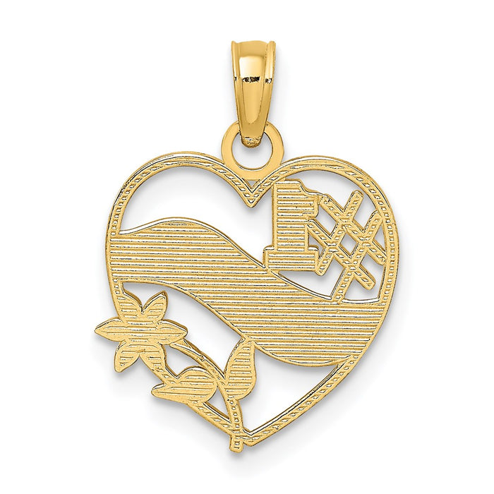 Million Charms 14K Yellow Gold Themed #1 Mother In Heart Frame Charm