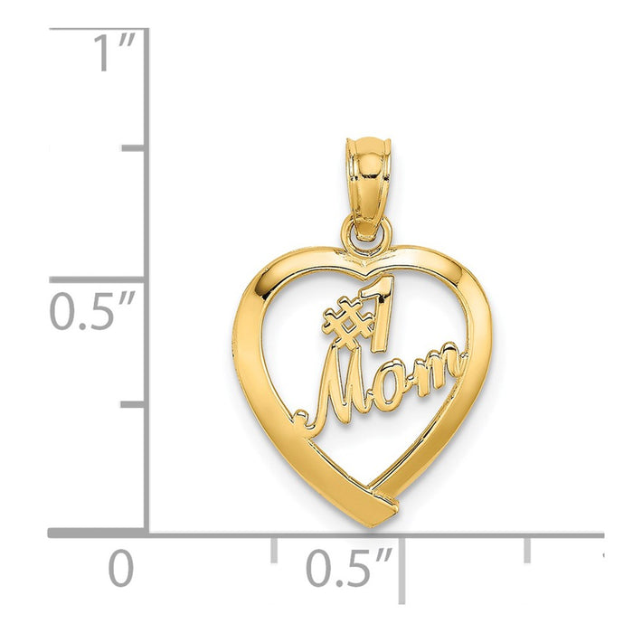 Million Charms 14K Yellow Gold Themed #1 Mom In Heart Charm