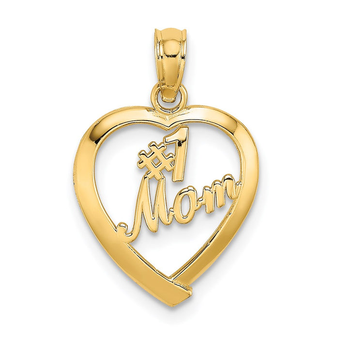 Million Charms 14K Yellow Gold Themed #1 Mom In Heart Charm
