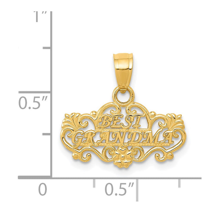 Million Charms 14K Yellow Gold Themed Best Grandma Pendant