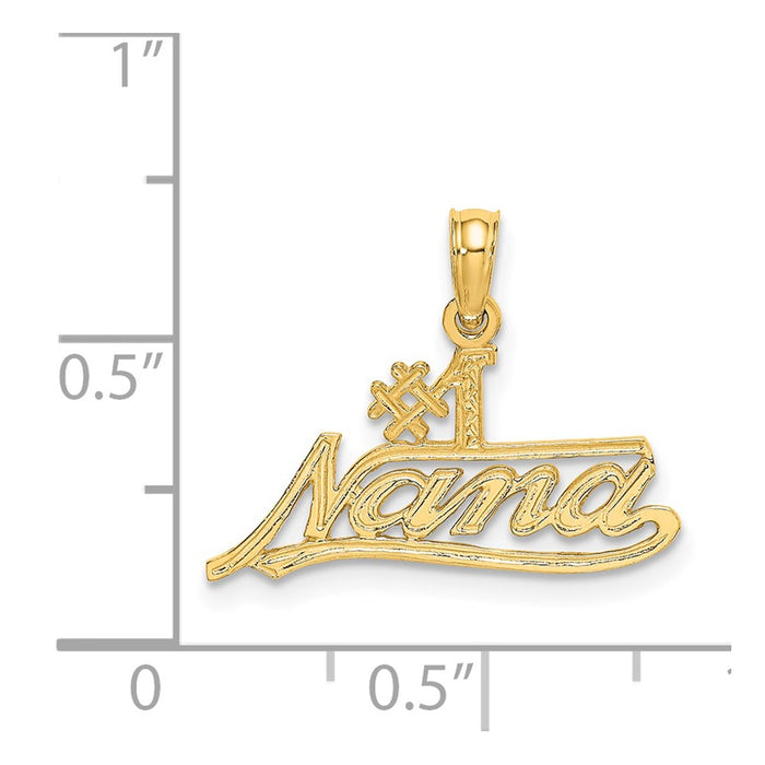 Million Charms 14K Yellow Gold Themed #1 Nana Script Charm