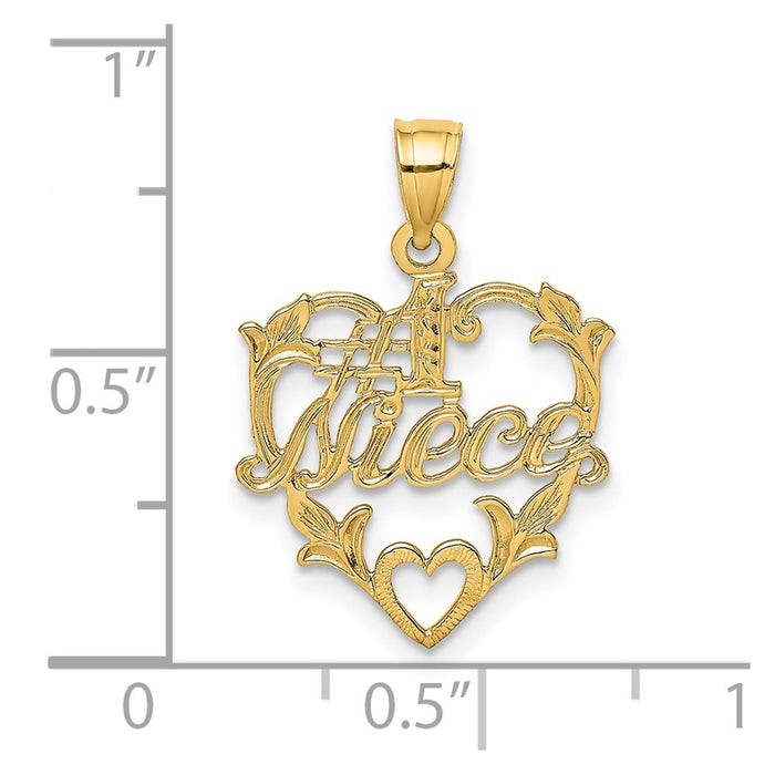 Million Charms 14K Yellow Gold Themed #1 Niece In Heart Charm