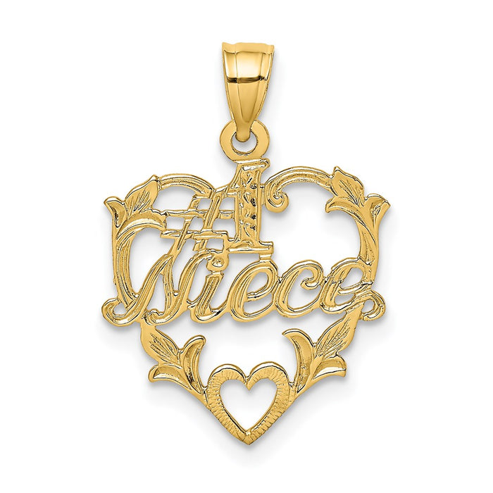 Million Charms 14K Yellow Gold Themed #1 Niece In Heart Charm