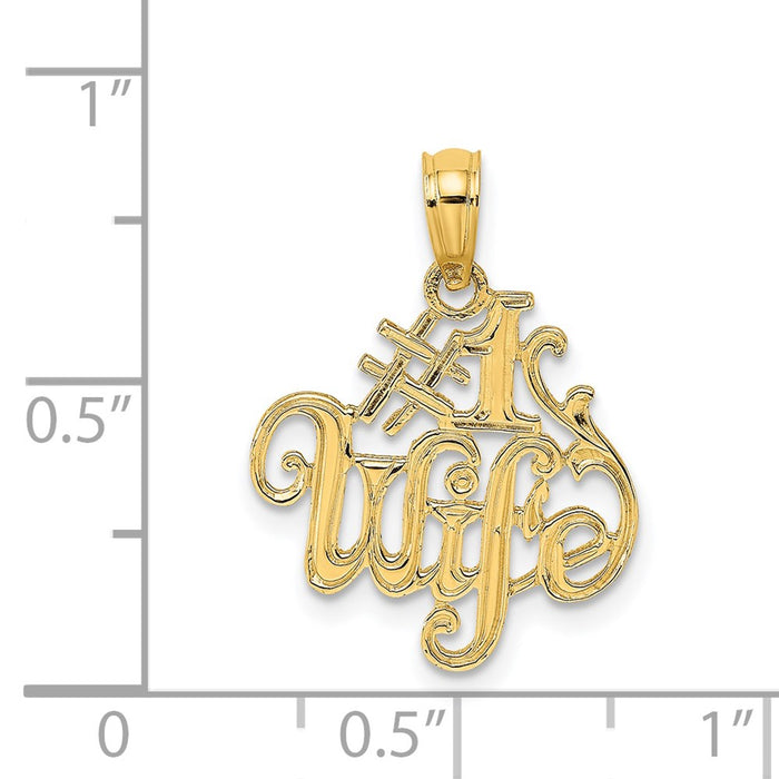 Million Charms 14K Yellow Gold Themed #1 Wife Charm