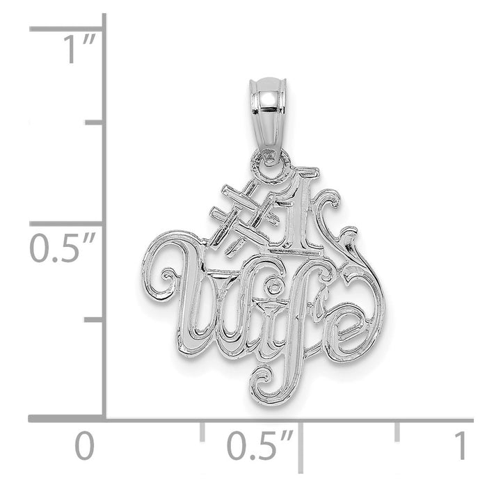 Million Charms 14K White Gold Themed #1 Wife Pendant