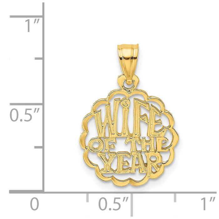 Million Charms 14K Yellow Gold Themed Wife Of The Year Charm