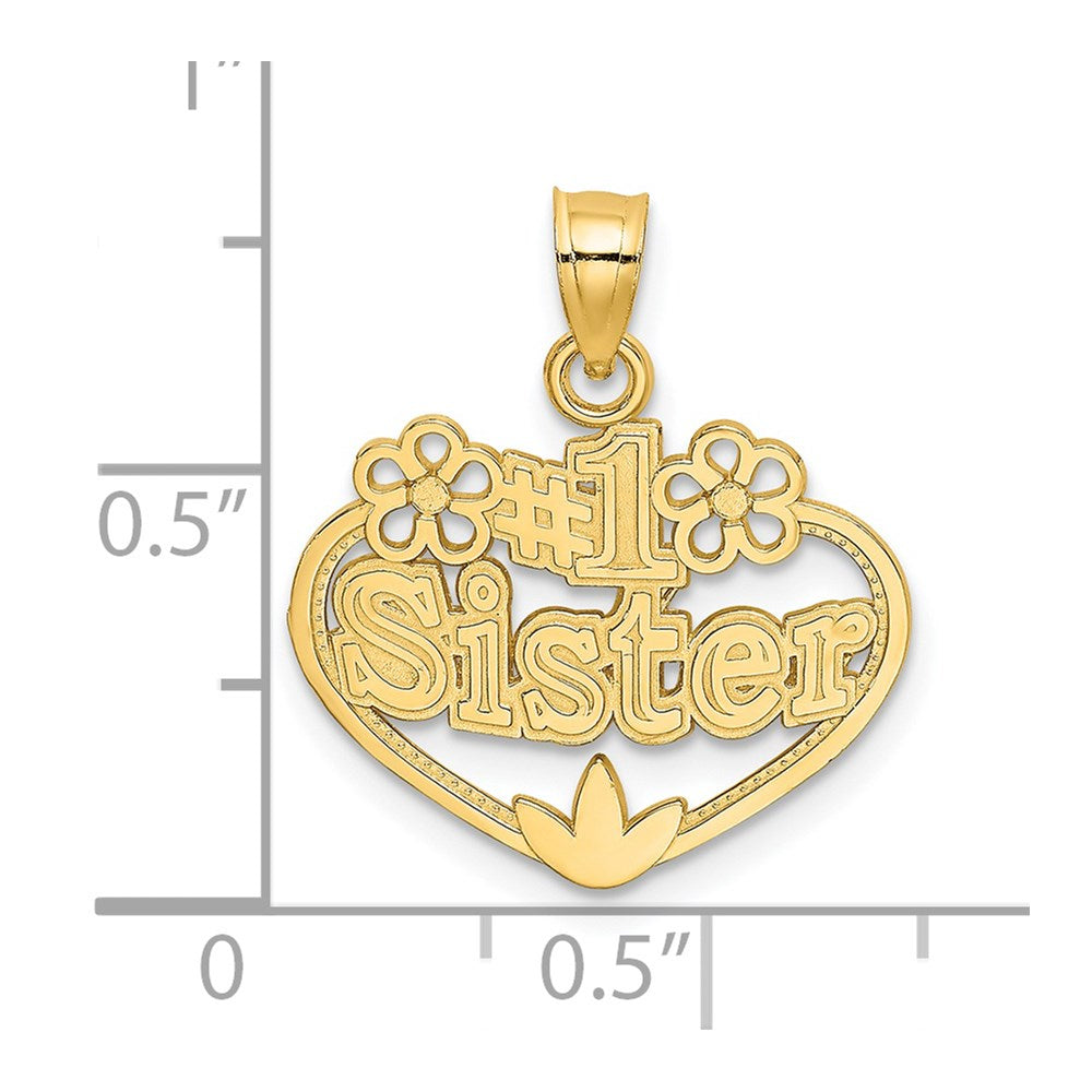Million Charms 14K Yellow Gold Themed #1 Sister In Heart Charm