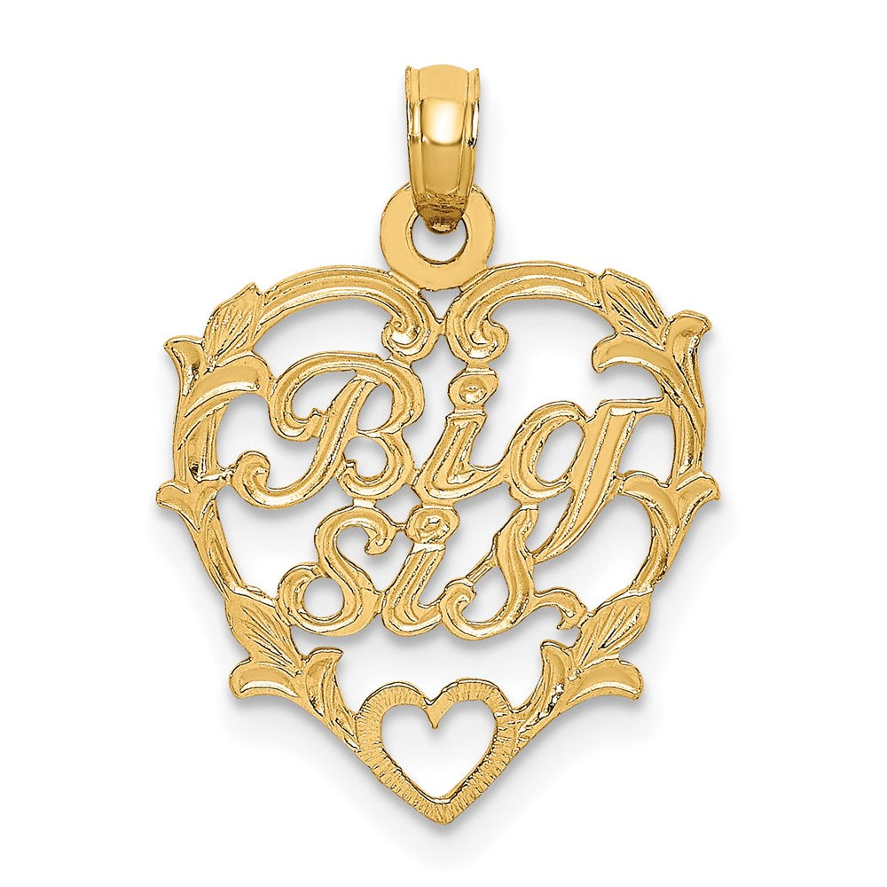 Million Charms 14K Yellow Gold Themed Big Sis In Heart Charm