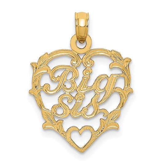 Million Charms 14K Yellow Gold Themed Big Sis In Heart Charm