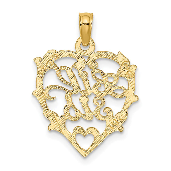 Million Charms 14K Yellow Gold Themed Lil Sis In Heart Charm
