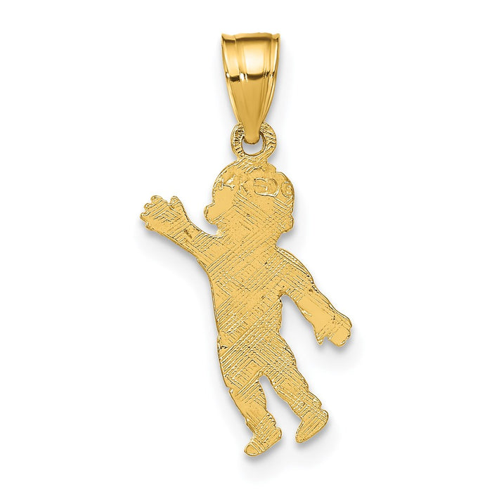 Million Charms 14K Yellow Gold Themed Boy Waving With Heart On Pocket Charm