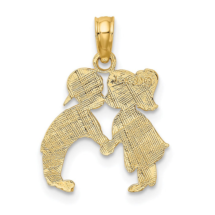 Million Charms 14K Yellow Gold Themed Kissing Boy, Girl Charm